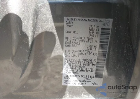 2026 Nissan Frontier Pro-4X 4X4 z USA, uszkodzony, nr VIN 1N6ED1EK6TN613383